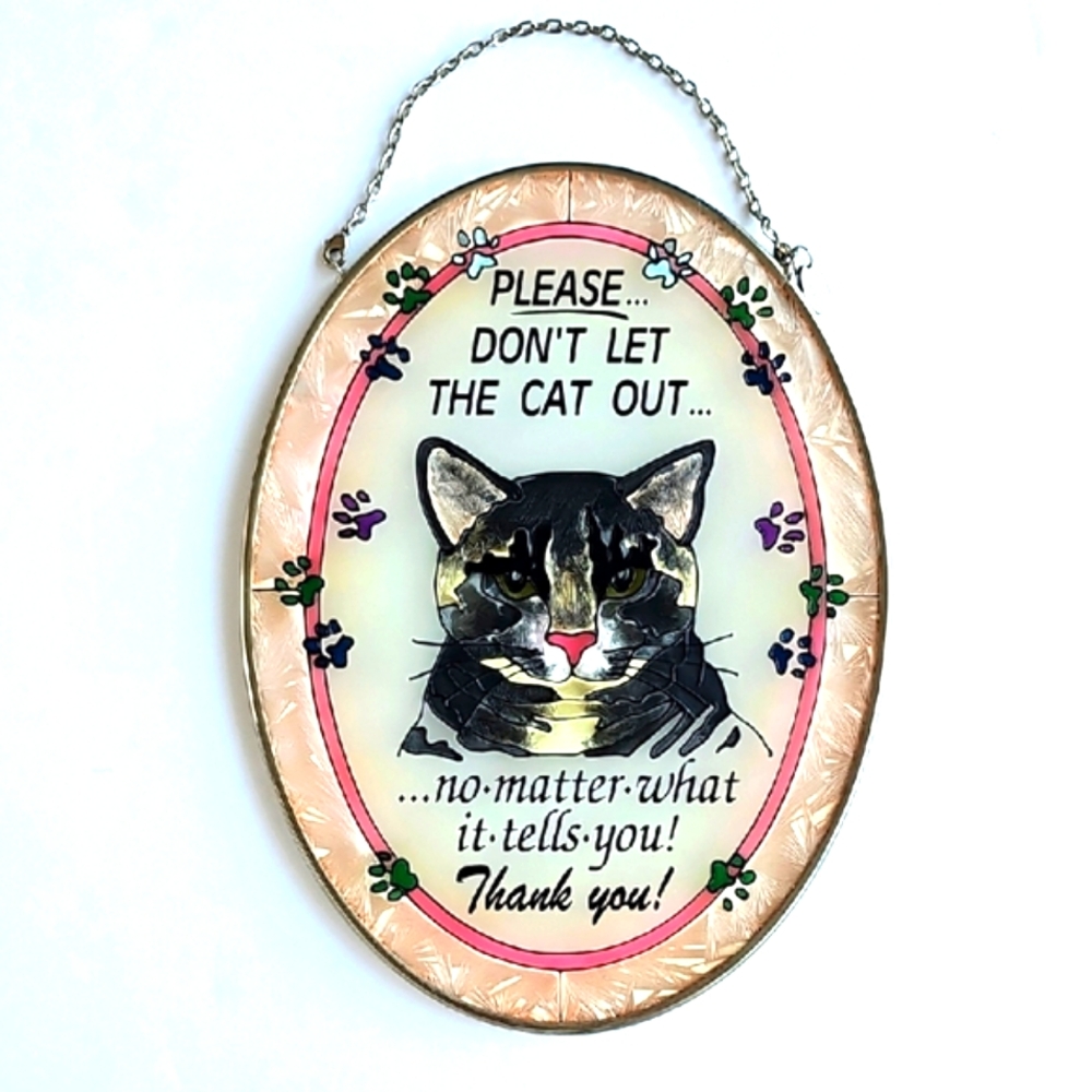 Amia Studio Sun Catcher Glass Sign Cat Design
